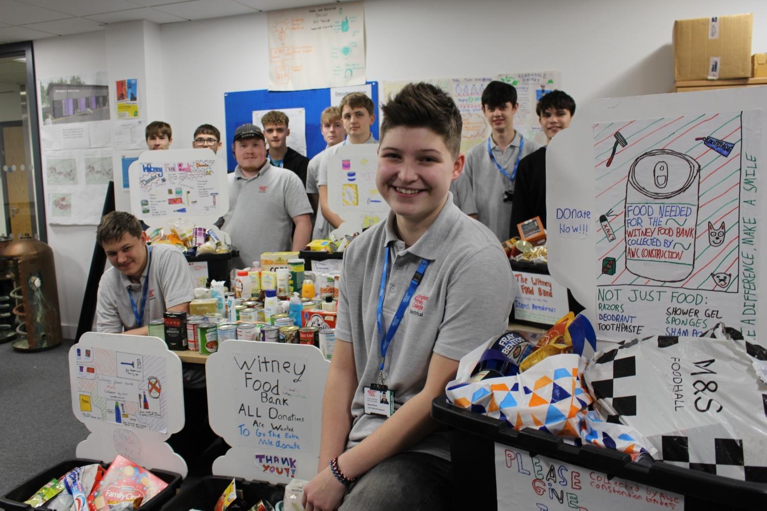 Students delighted with the final collection for the Witney Food Bank