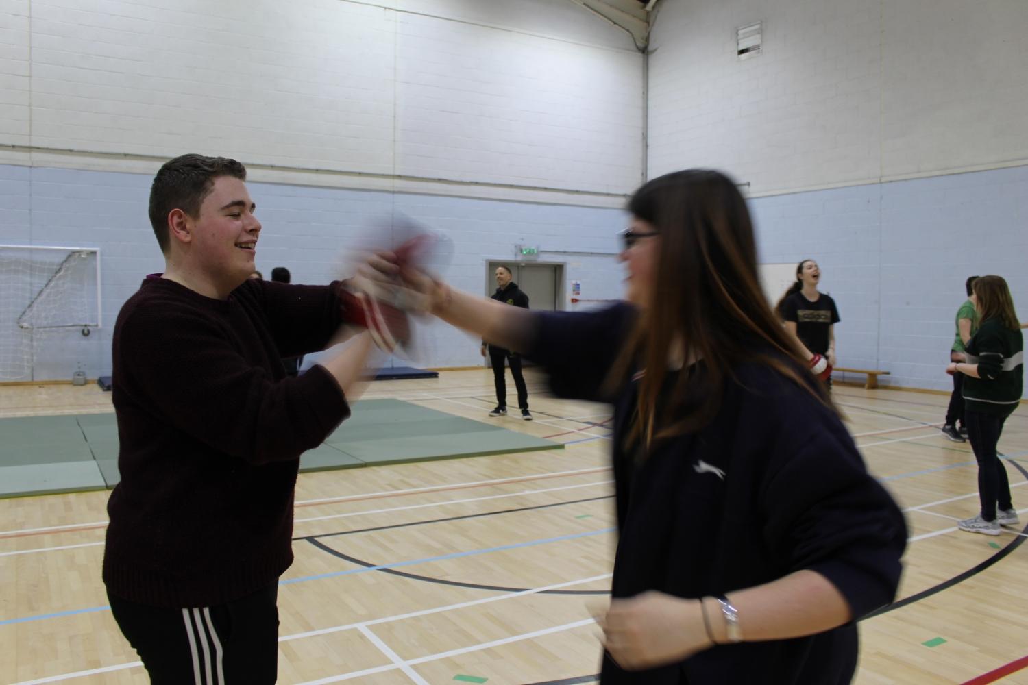 Students took part in a self-defence class