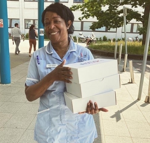 NHS staff with their care packages